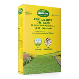 Agreen Fertilizante Granulado para Césped 1.5 kg - Cobertura 50 m², NPK 20-5-10, Nutrición Completa para Todo Tipo de Césped