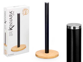 Kinvara Portarrollo de Bambú y Metal Negro 15 x 34 x 15 cm (Set de 12)