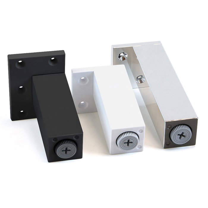 Emuca Lote de 4 pies regulables para muebles Smartfeet, esquina, regulable 140-150mm, Plástico, Cromado