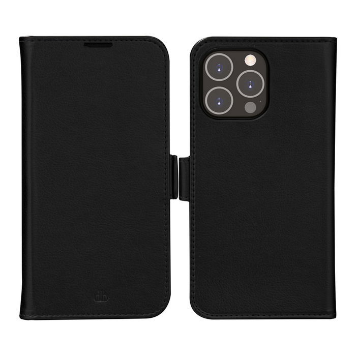 dbramante1928 Stockholm Funda Folio para Apple iPhone 14 Pro Max Negro | Cierre magnético, 3 bolsillos, carga inalámbrica, impacto y rayones