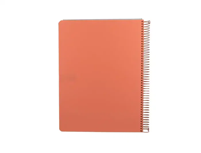 Antartik Cuaderno Espiral Micro A4 Tapa Foam 120Hojas 90gr Cuadrícula 5mm, 5 Bandas Sección, 4 Taladros, Color Coral