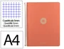 Antartik Cuaderno Espiral Micro A4 Tapa Foam 120Hojas 90gr Cuadrícula 5mm, 5 Bandas Sección, 4 Taladros, Color Coral