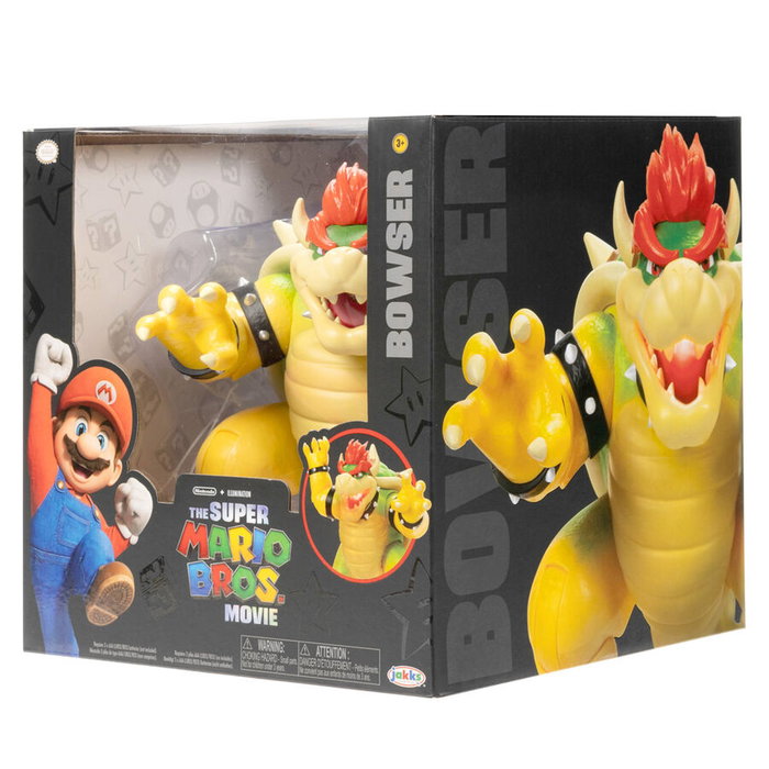 JAKKS PACIFIC Figura Bowser Super Mario Bros 17,5cm La Película Articulada con Efecto de Fuego