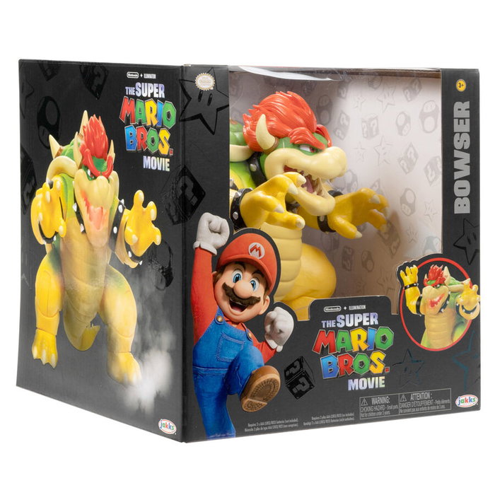 JAKKS PACIFIC Figura Bowser Super Mario Bros 17,5cm La Película Articulada con Efecto de Fuego