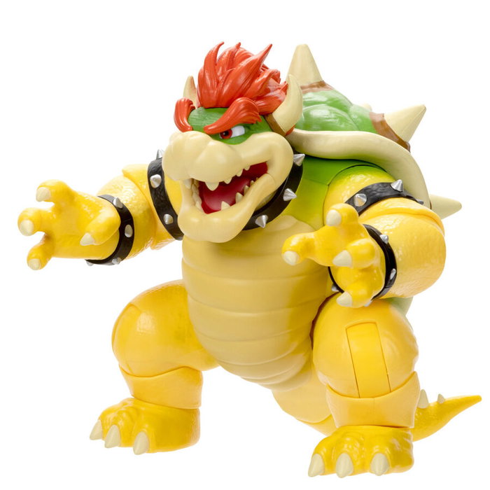 JAKKS PACIFIC Figura Bowser Super Mario Bros 17,5cm La Película Articulada con Efecto de Fuego