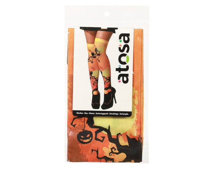 Medias Altas Lila Luna y Murciélagos Halloween