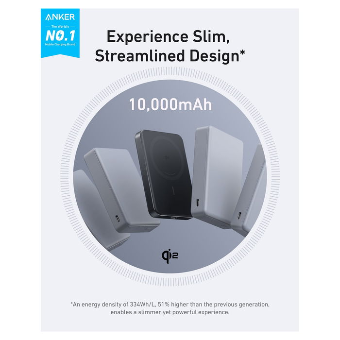 Anker PowerCore Magnetic 5000 Power Bank 10000 mAh MagGo Batería Externa Slim Inalámbrica Magnetica Color Negro