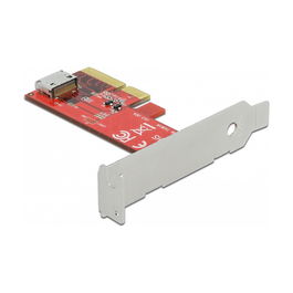 DeLOCK Tarjeta PCI Express x4 a 1 x OCuLink SFF-8612 Interna, Factor de Forma Bajo (Low Profile), PCIe 4.0, 64 Gbit/s, NVMe, para Windows 10/8.1 y Linux