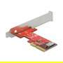 DeLOCK Tarjeta PCI Express x4 a 1 x OCuLink SFF-8612 Interna, Factor de Forma Bajo (Low Profile), PCIe 4.0, 64 Gbit/s, NVMe, para Windows 10/8.1 y Linux