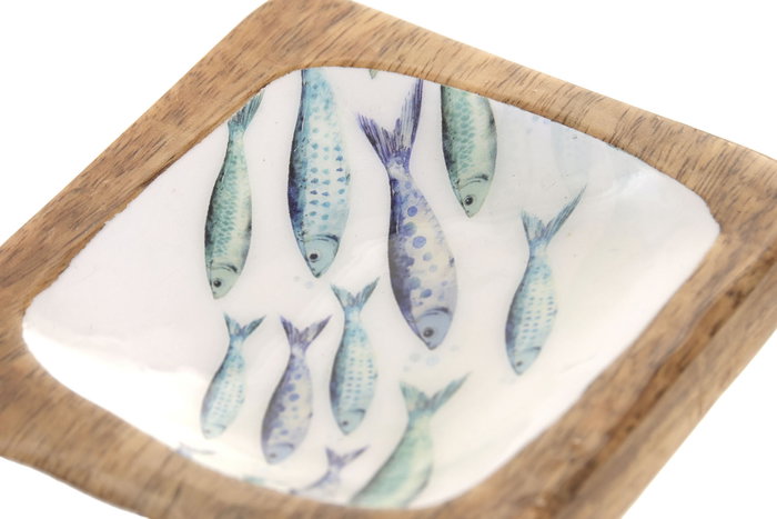 DKD Home Decor Vaciabolsillos Mediterráneo Colección Peces 26, Lacado Blanco y Azul, 10x20x2.5 cm (4 Unidades)