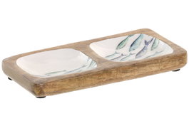 DKD Home Decor Vaciabolsillos Mediterráneo Colección Peces 26, Lacado Blanco y Azul, 10x20x2.5 cm (4 Unidades)