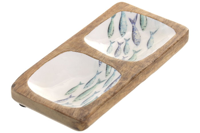 DKD Home Decor Vaciabolsillos Mediterráneo Colección Peces 26, Lacado Blanco y Azul, 10x20x2.5 cm (4 Unidades)