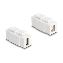 DeLOCK Módulo Keystone USB 2.0 Tipo-A hembra a USB 2.0 Tipo-B hembra blanco