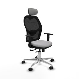PIQUERAS Y CRESPO Silla de oficina Jorquera con mecanismo Sincro/Traslack, Gris claro y Negro