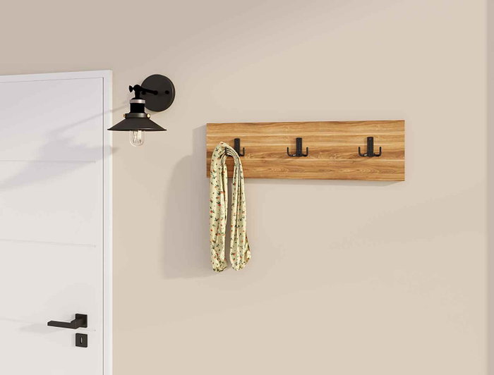 Hanah Home Gancho de Pared Nogal 36 cm x 12 cm x 1.8 cm Robusto Melamina Hanah Home Gancho de Pared Nogal 36 cm x 12 cm x 1.8 cm Robusto Melamina
