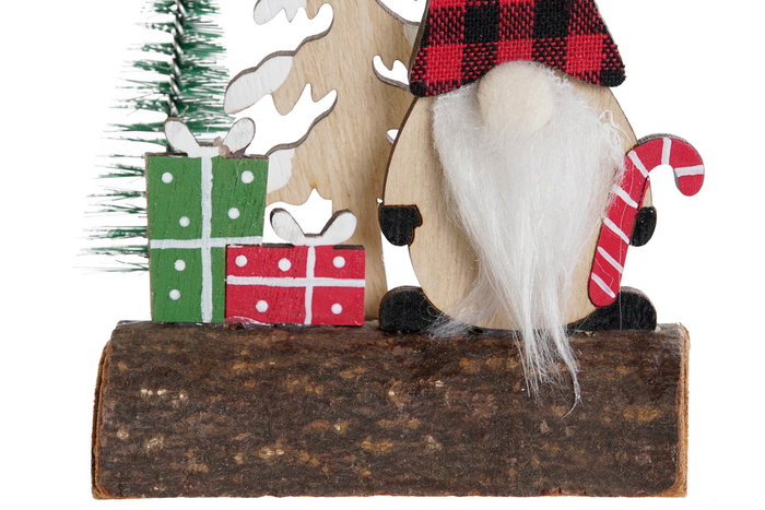 DKD Home Decor Decoración Navidad Gnomo Rojo Negro Madera 4.5 x 12 x 9 cm (6 Unidades)