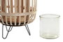 DKD Home Decor Portavelas Balines Natural Marrón Bambú Metal Cristal 20x34x20 cm (2 Unidades)