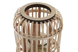 DKD Home Decor Portavelas Balines Natural Marrón Bambú Metal Cristal 20x34x20 cm (2 Unidades)