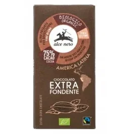ALCE NERO Chocolate Oscuro 75% Cacao Tableta 100Gr Bio Fair Trade