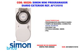 SIMON FINSTOCK MINI Programador Diario Exterior AF131016