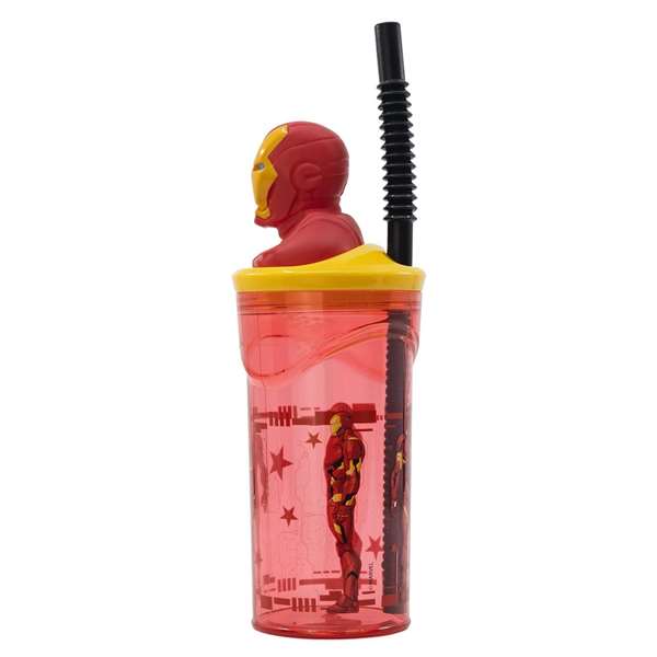 Vaso con figura 3D avengers invincible force iron man 360 ml.