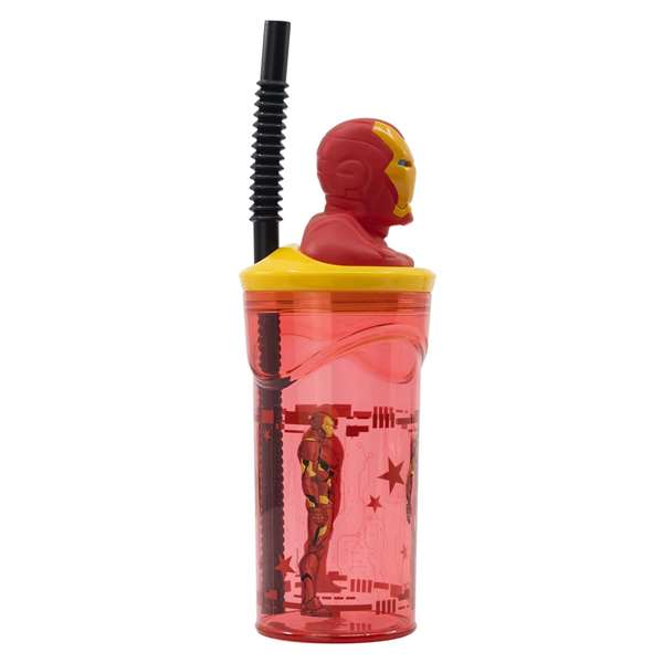 Vaso con figura 3D avengers invincible force iron man 360 ml.