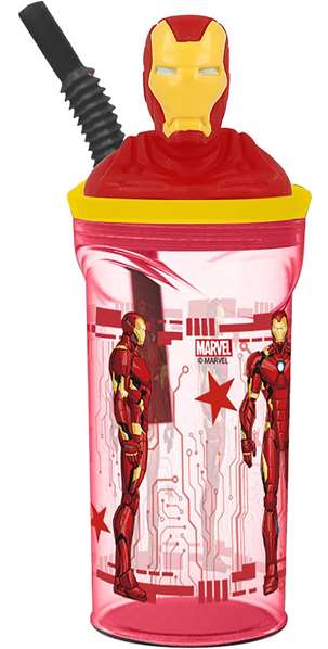 Vaso con figura 3D avengers invincible force iron man 360 ml.