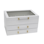 DKD Home Decor Joyero Tradicional Blanco Madera Cristal 26.5 x 19 x 16 cm (2 Unidades)