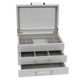 DKD Home Decor Joyero Tradicional Blanco Madera Cristal 26.5 x 19 x 16 cm (2 Unidades)