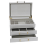 DKD Home Decor Joyero Tradicional Blanco Madera Cristal 26.5 x 19 x 16 cm (2 Unidades)