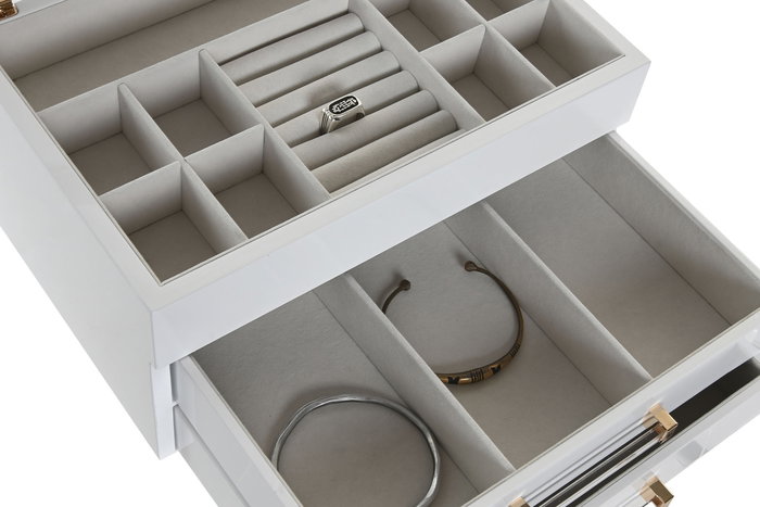 DKD Home Decor Joyero Tradicional Blanco Madera Cristal 26.5 x 19 x 16 cm (2 Unidades)