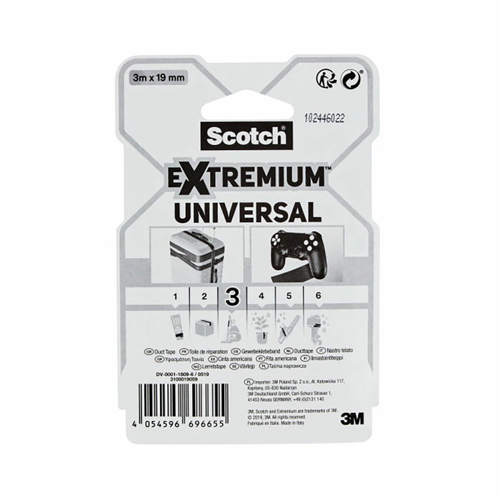 Scotch Cinta americana Extremium 3 universal, negra 19 mm x 3 m Scotch Cinta americana Extremium 3 universal, negra 19 mm x 3 m