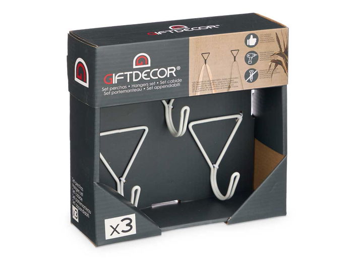 Giftdecor Set 3 Perchas Triángulo Blanco 6 x 8 x 4 cm Metal (Set de 6)