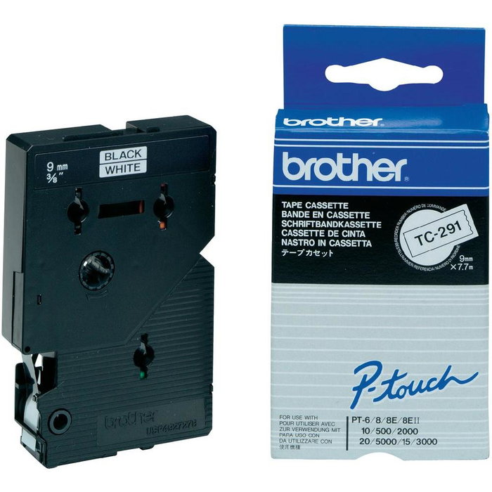 Brother Cinta Laminada TC-291 9mm x 7,7m Negro sobre Blanco Brother Cinta Laminada TC-291 9mm x 7,7m Negro sobre Blanco