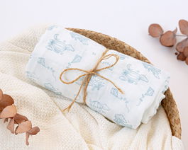 KioKids Muselina Bambú Algodón Estampado Aviones Azul 120x120 cm, 70% Bambú 30% Algodón, 140 gr, para Bebé +0 Meses