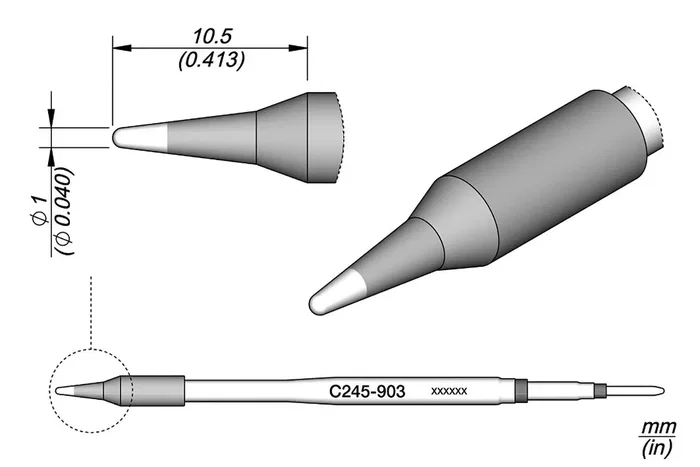 JBC TOOLS Pico tipo cono de 1mm JBC TOOLS Pico tipo cono de 1mm