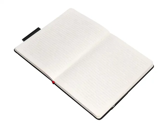 Antartik Cuaderno A4 Negro y Rojo Tapa Dura con Gomilla, 100 Hojas Rayadas 80gr FSC