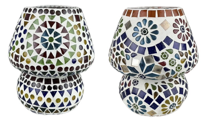 DKD Home Decor Lámpara de Sobremesa de Cristal Mosaico Multicolor