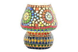 DKD Home Decor Lámpara de Sobremesa de Cristal Mosaico Multicolor