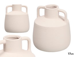 Giftdecor Jarrón Tinaja de Cerámica Blanco, 17 cm de Alto x 16 cm de Ancho x 16 cm de Largo, para Decoración (Set de 8)