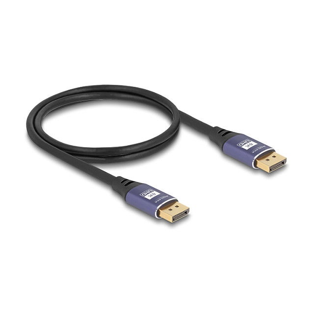 DeLOCK Cable DisplayPort 8K 1.4 7680x4320 60Hz 5m, Conector Macho-Derecho Dorado, 32.4 Gbit/s, HDCP 2.3, DSC, Color Negro/Lila DeLOCK Cable DisplayPort 8K 1.4 7680x4320 60Hz 5m, Conector Macho-Derecho Dorado, 32.4 Gbit/s, HDCP 2.3, DSC, Color Negro/Lila