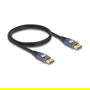 DeLOCK Cable DisplayPort 8K 1.4 7680x4320 60Hz 5m, Conector Macho-Derecho Dorado, 32.4 Gbit/s, HDCP 2.3, DSC, Color Negro/Lila