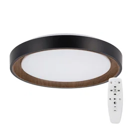Plafón LED Decorativo Superficie Circular 36W CCT Regulable 3000-6000K con Control Remoto Acabado Negro