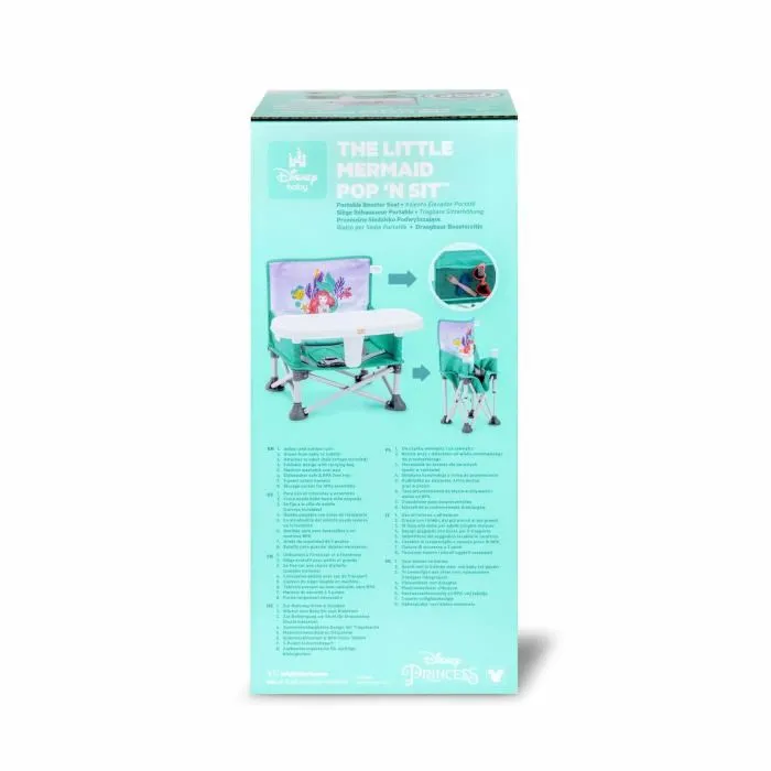Disney Baby Asiento Elevador de Viaje Plegable Portátil La Sirenita DIS0074451172043 Ligero Fácil de Limpiar Incluye Bolsa