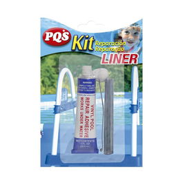 PQS Kit Reparación Liner Piscinas con Parches PVC Transparentes y Pegamento para Pinchazos Pequeños