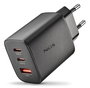 NGS Cargador de Pared GaN ERA 65W con 2 USB-C y 1 USB-A Negro