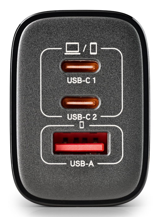 NGS Cargador de Pared GaN ERA 65W con 2 USB-C y 1 USB-A Negro