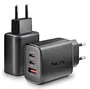 NGS Cargador de Pared GaN ERA 65W con 2 USB-C y 1 USB-A Negro