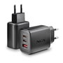 NGS Cargador de Pared GaN ERA 65W con 2 USB-C y 1 USB-A Negro