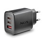 NGS Cargador de Pared GaN ERA 65W con 2 USB-C y 1 USB-A Negro